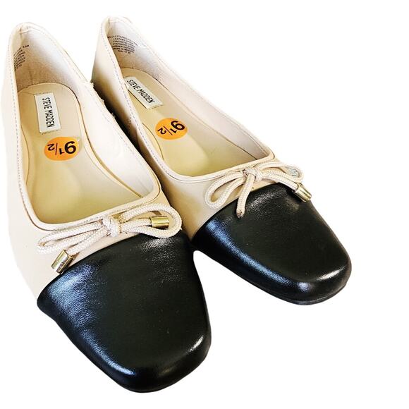 NWOB Steve Madden Nickoletta Leather Cap Toe Ballet Flats Minimal Capsule 9.5 - Picture 1 of 8